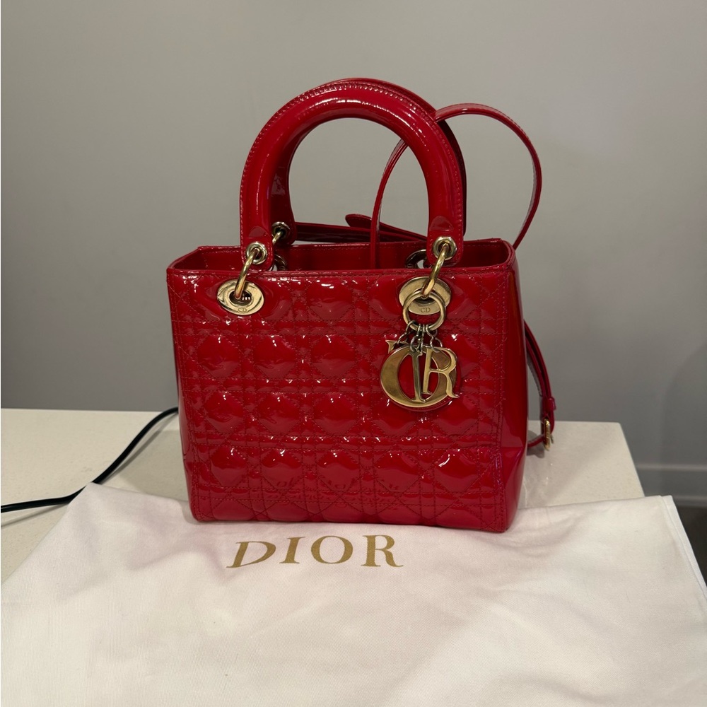 Dior Red Quilted Medium bag - Picture 6 of 11